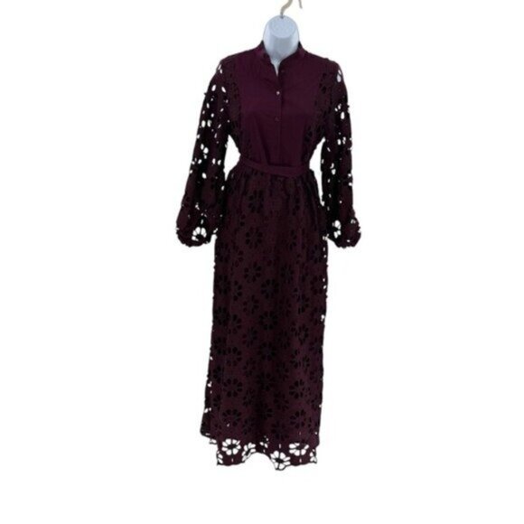 Tuckernuck NEW Merlot Lace Calliope Long Sleeve Chic Maxi Dress Size XL - Picture 5 of 12